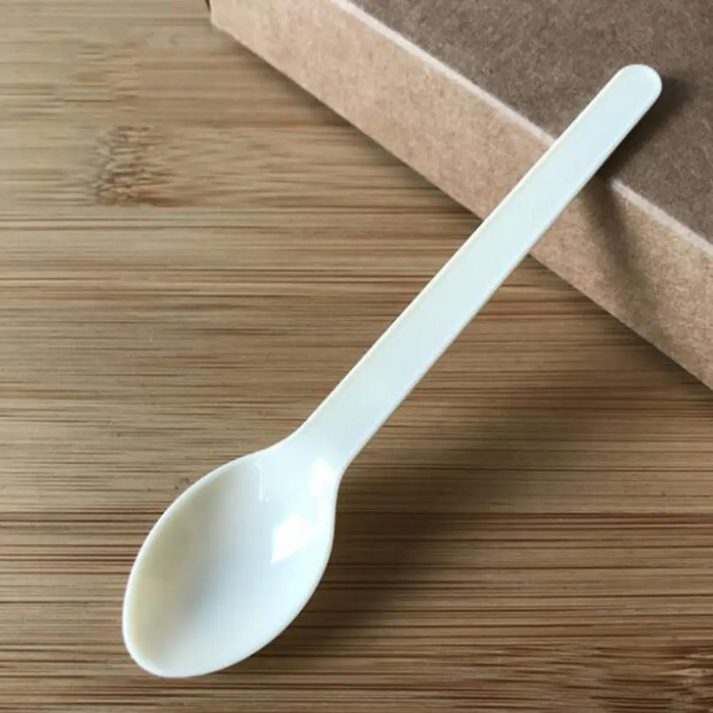 beige 50 шт пластиковые ложки десертный торт желе пудинг мороженое сервировочный инструмент Аксессуары одноразовые чайные ложки товары для дома, кухни - Цвет: beige