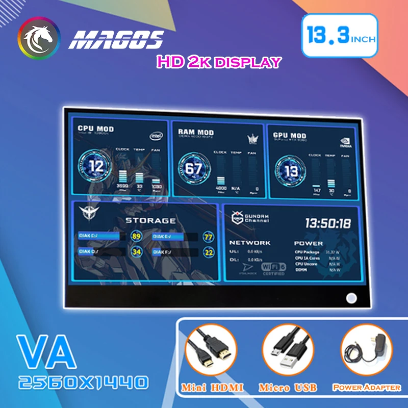 ПК чехол DIY игровой шкаф вторичный экран для аппаратного обеспечения температуры