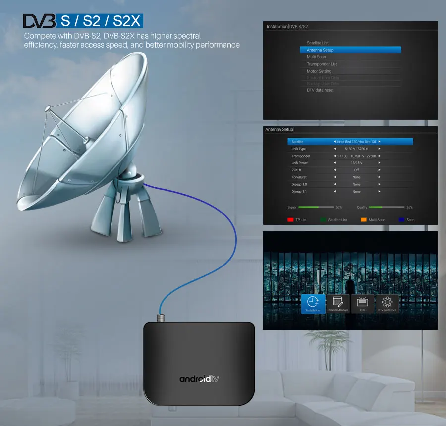 DVB T2 наземный Android 7 1 ТВ-бокс комбо Amlogic S905D четырехъядерный 64-разрядный поддержка