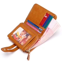 new fashion genuine leather women wallet and purses coin purse female small card holder vintage cowhide bag for girls ladies