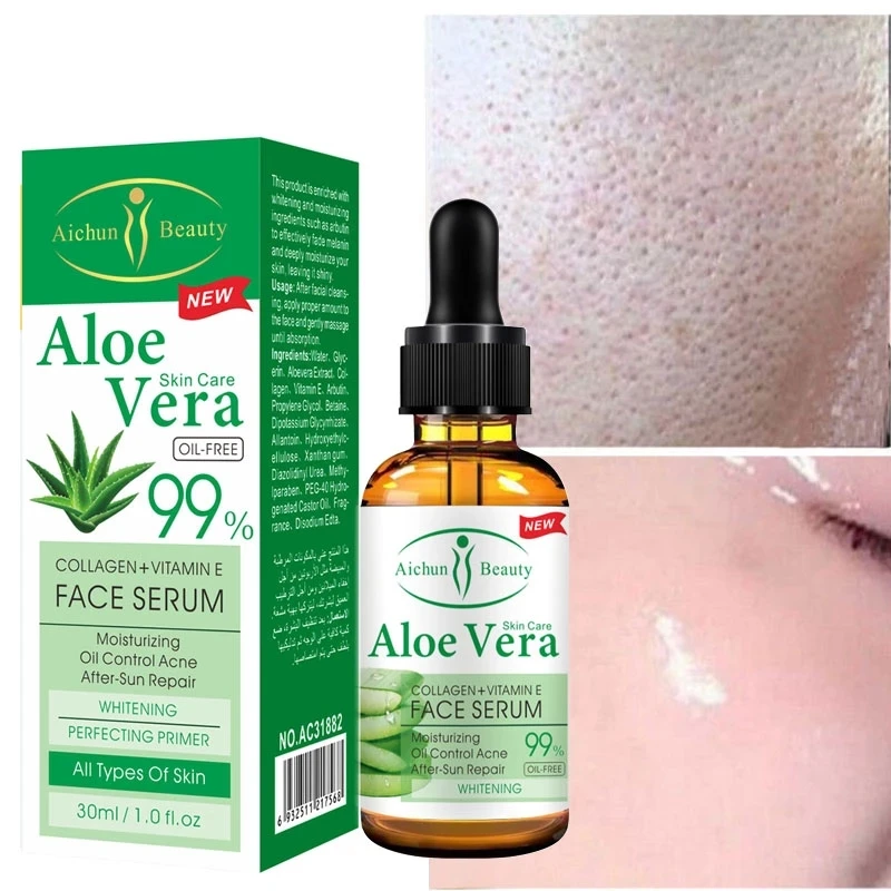 

Aloe Vera Gel Pure Moisturizing Skin Repair Essence Whitening Anti Wrinkle Face Cream Hyaluronic Acid Serum Facial 30ML