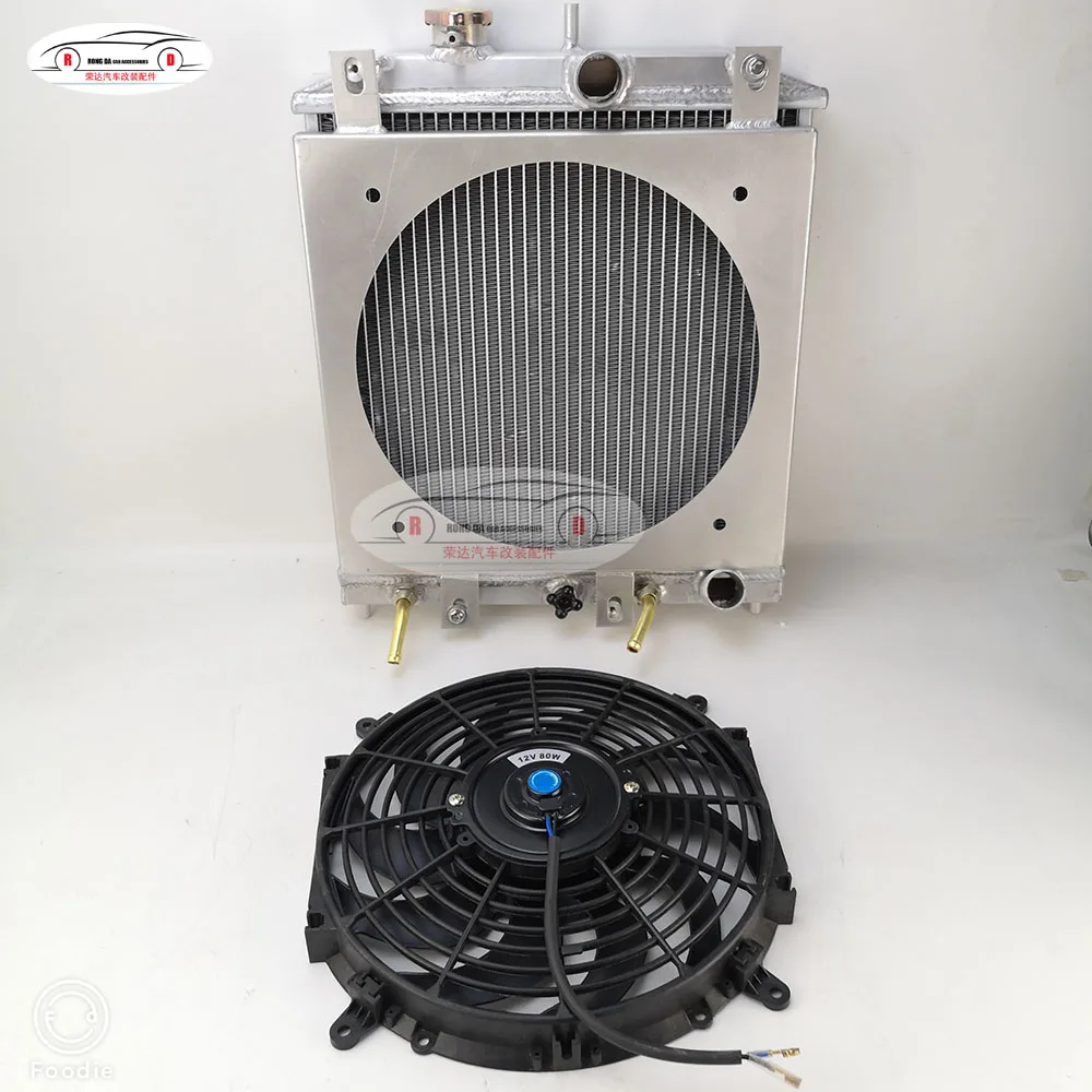 EK3 B16 B18 AT 3PCS 2 ряда 28/32 мм в/из трубы Алюминий радиатор 92-00 для Honda Civic EK, D15 D16 B16 B18 радиатор+ вентилятор+ силиконовый шланг радиатора - Цвет: EK3 B16 B18 AT 3PCS