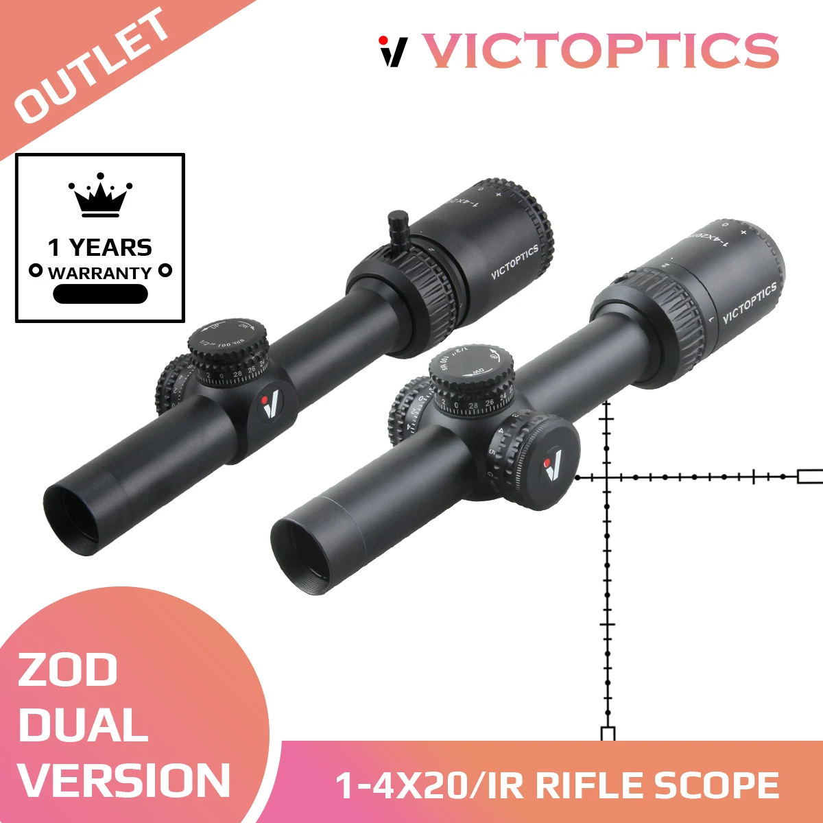 Оптический прицел Victoptics ZOD 1 4x20 1/2MOA для охотничьего прицела для. 223 5 56 AR15