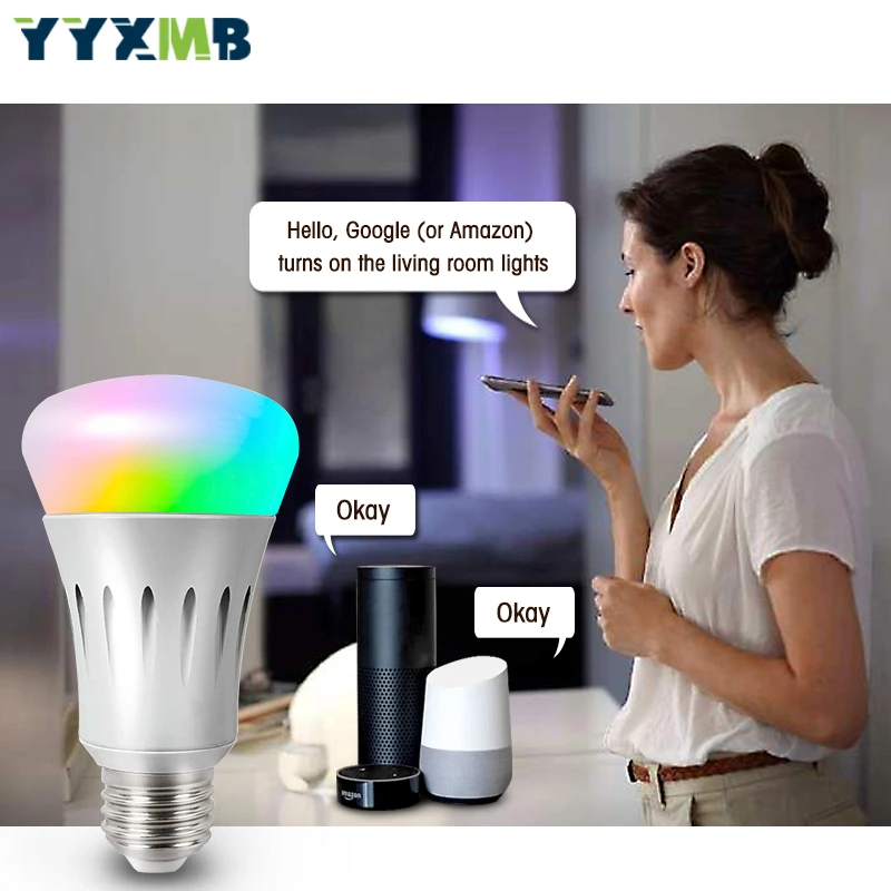 YYXMB умный Голосовое управление tuya wifi светильник RGB + WW CW с регулируемой яркостью