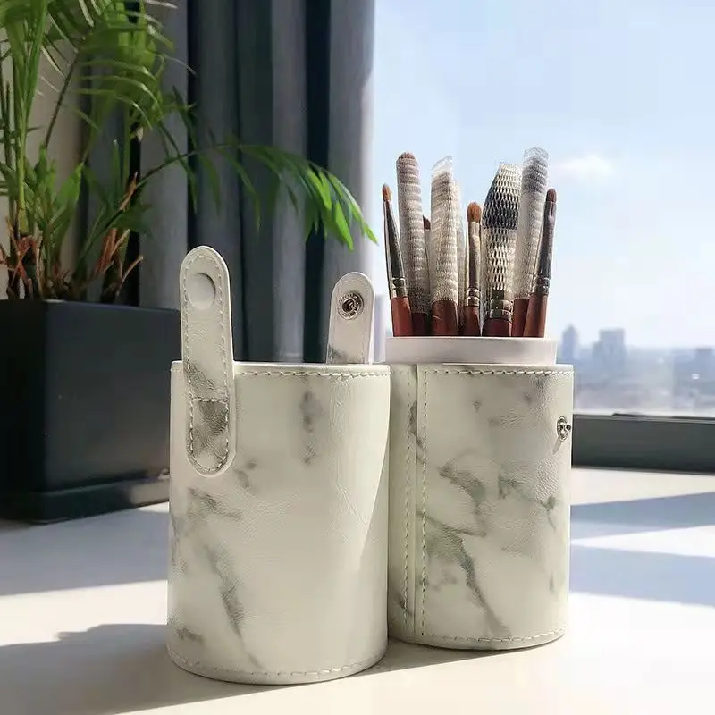 3 Size Portable Travel PU Marbling Makeup Brushes Holder Empty Container Storage Cosmetics Brush Organizer Tools | Красота и здоровье