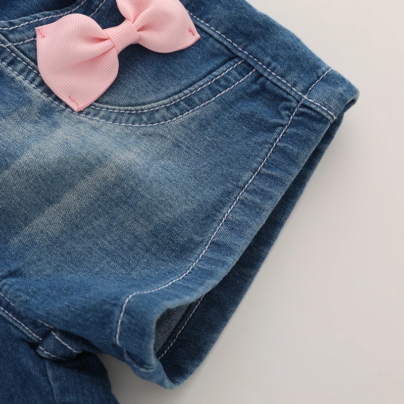 

Baywell Children Baby Girl Clothes Set Summer Clothing Printed Pattern T-shirt+ Denim Shorts Toddler Girls Casual Clothing Sets