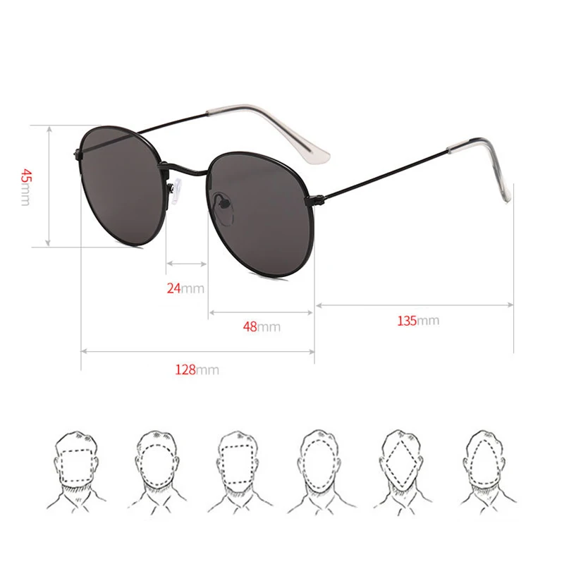

2020 Classic Small Frame Round Sunglasses Women/Men Brand Designer Alloy Mirror Sun Glasses Vintage Modis Oculos