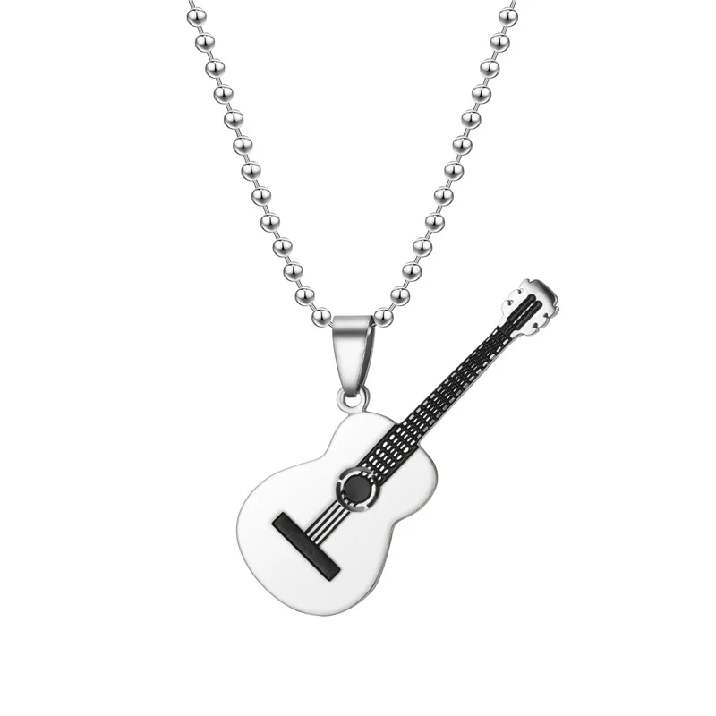 

Trendy Hot Sale Stainless Steel Music Guitar Couple Necklace Pendant Valentine's Day Gift Fashion Female Pendant Male Wholesale