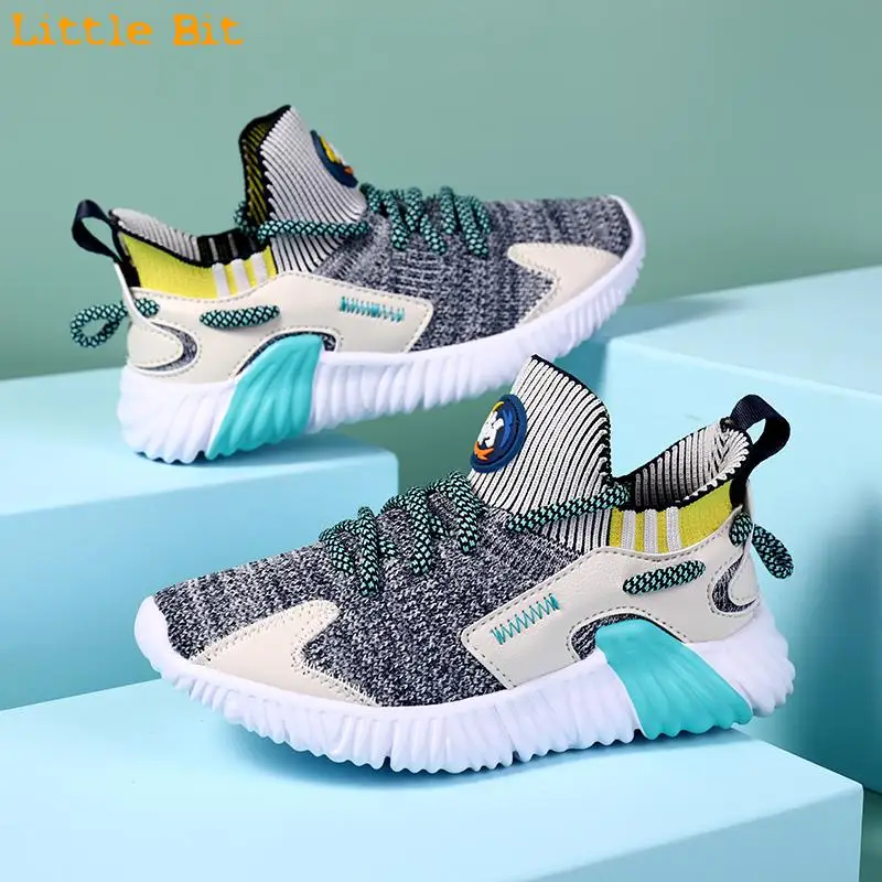 

Kids Light Shoes Boys And Girls Casual Mesh Flying Textile Sneakers Breathable Soft Bottom Running Size 29-39