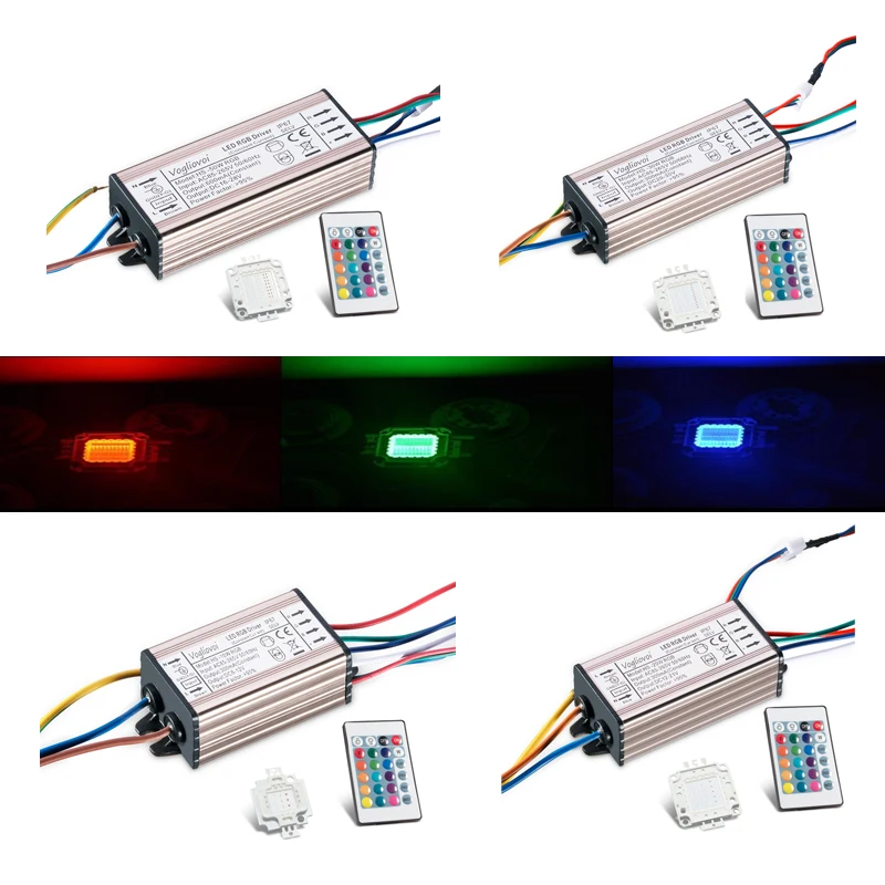 

Vogliovoi LED Driver RGB 110V 220V 10W 20W 30W 50W 100W IP65 Aluminum Silvery Driver With RGB 30MIL LED Chip 24key controller