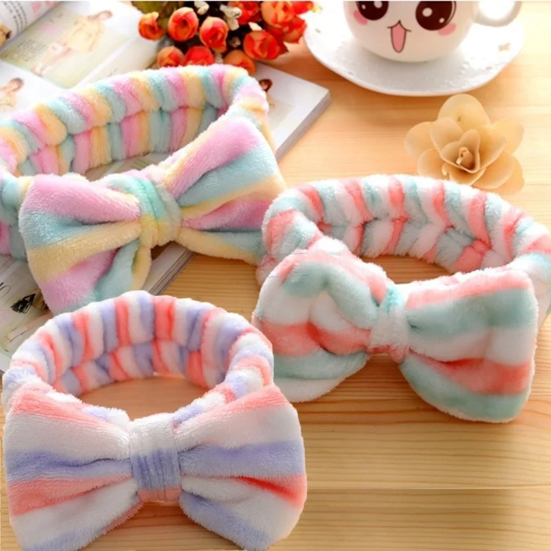 

2020 New Coral Fleece Wash Face Bow Headbands For Women Girls Headbands Headwear Hair Bands Turban Hair Accessories