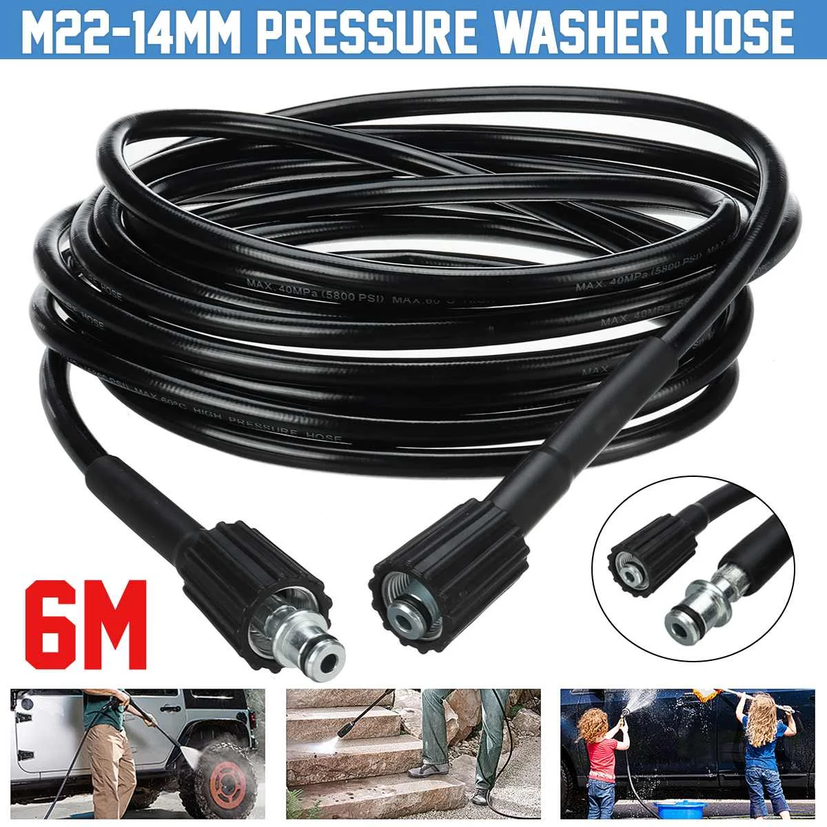 

6/10/15/30m High Pressure Washer Cleaning Hose M22-14mm 3000Psi Car Cleaning Wash Nozzles Washing For Karcher K2 K3 K5 K7
