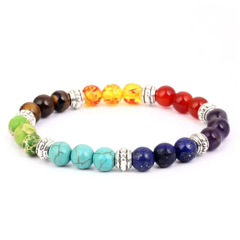 

Fashion Men Women Unisex Bracelet Stone Seven Color Chakra Handmade Beaded Yoga Bracelets Jewelry Gifts Souvenir 6XDA