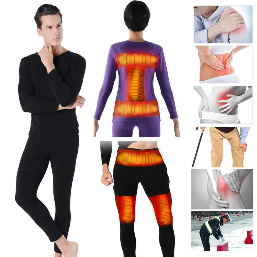 

Insulated Electric Heating Underwear And Pants Adjustable Charging Heated USB Carbon Fiber Thermal Clothes For Men And Women