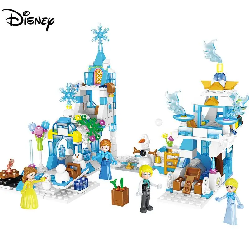 

Disney Frozen Movie Scene Anime Character Girl Toy Princess Aisha Ice Castle Puzzle Assembling Kids Gift Building Block Toy