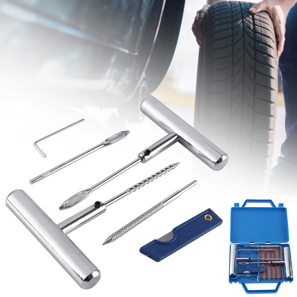 11pcs Car Van Motorcycle Bike Emergency Heavy Duty Tubeless Tire Puncture Professional Repair Kit Plug Set Tyre Repair Kit