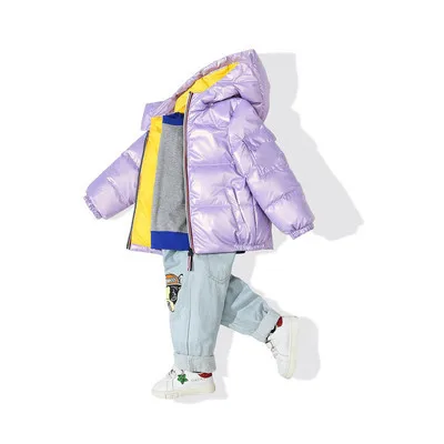 Пуховик детский зимний на белом утином пуху 90% утепленный короткий 2021 |