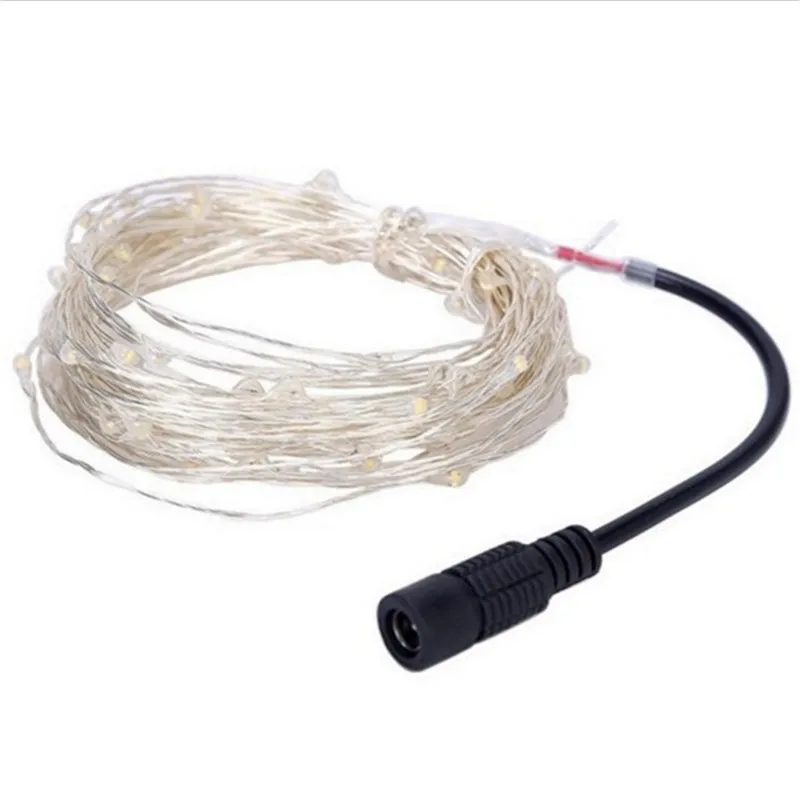 Светодиодная гирлянда 2 м 5 10 серебряная домашняя Рождественская елка украшение