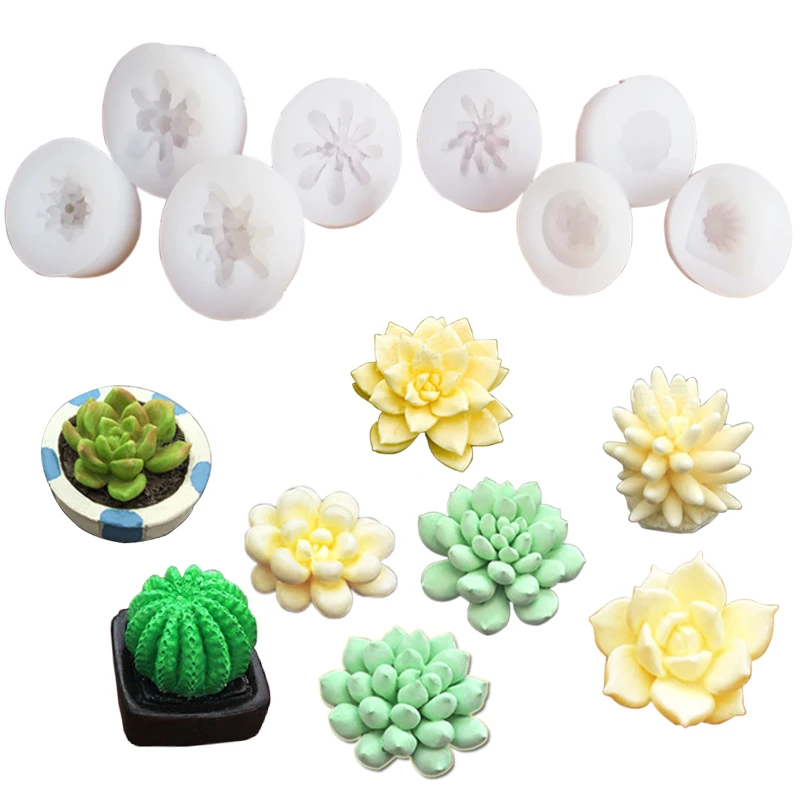 Pekifaves Lot De 9 Moules Silicone Succulentes 3D - Pour Bougies, Savons, Résine Et Chocolat