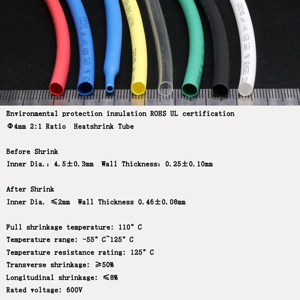 Термоусадочная трубка термоусадочная сертифицированная ROHS UL 2:1 4 мм выберите