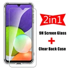 2-в-1 стеклянная крышка экрана + чехол для телефона с подушкой безопасности для Samsung Galaxy A22 5G A 22 A20 S A20e A20s A21s Мягкий противоударный силиконовый чехол
