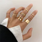 Набор колец в стиле хип-хоп с золотой цепочкой для женщин и девушек, простые кольца на палец 2021, модные ювелирные украшения для вечеринки