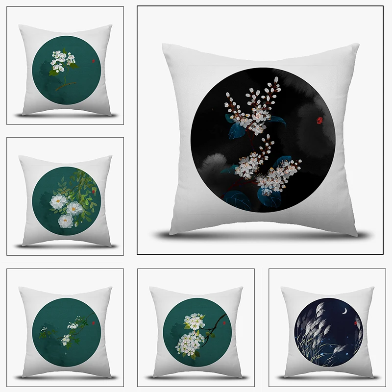 

Throw Pillow Covers 18‘’ Classical Plant Home Decorative Pillow Cases Green Square Pillowcovers Sofa Bed Living Car Decor
