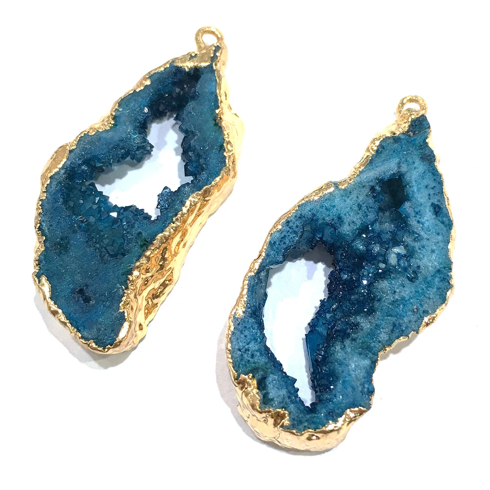 Модные подвески из голубого кварца с кристаллами Необычные Агаты друзы для