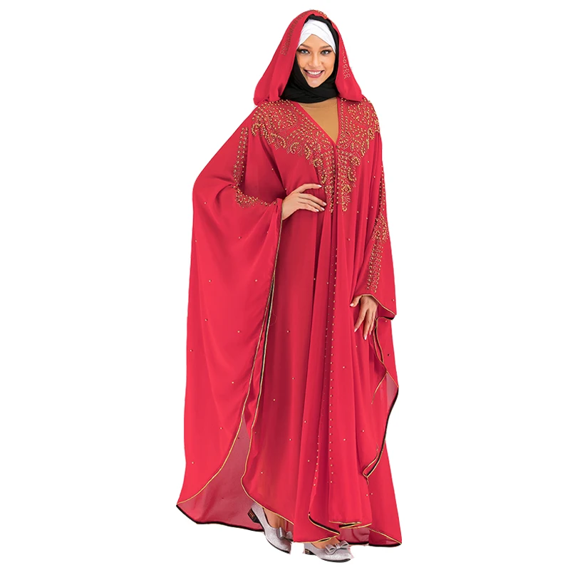 Red cardigan Открытый Дубай abaya кимоно кардиган турецкий хиджаб мусульманское платье исламское одежда для Женский Восточный халат Caftan халат Musulman Djelaba Femme - Цвет: Red cardigan