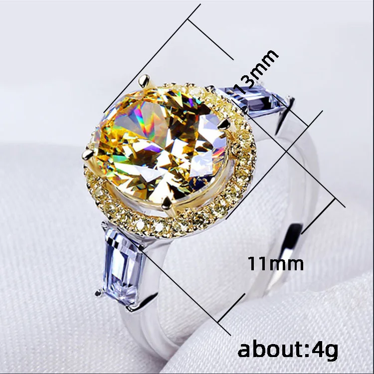 

Luxury Female Yellow Crystal Stone Ring Classic Silver Color Thin Wedding Rings For Women Charm Bridal Oval Engagement Ring