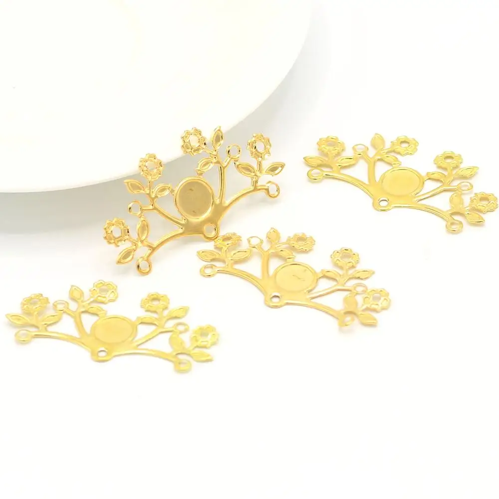 40 шт. цветочная подвеска с полыми листьями Золотая филигрань винтажная Подвеска