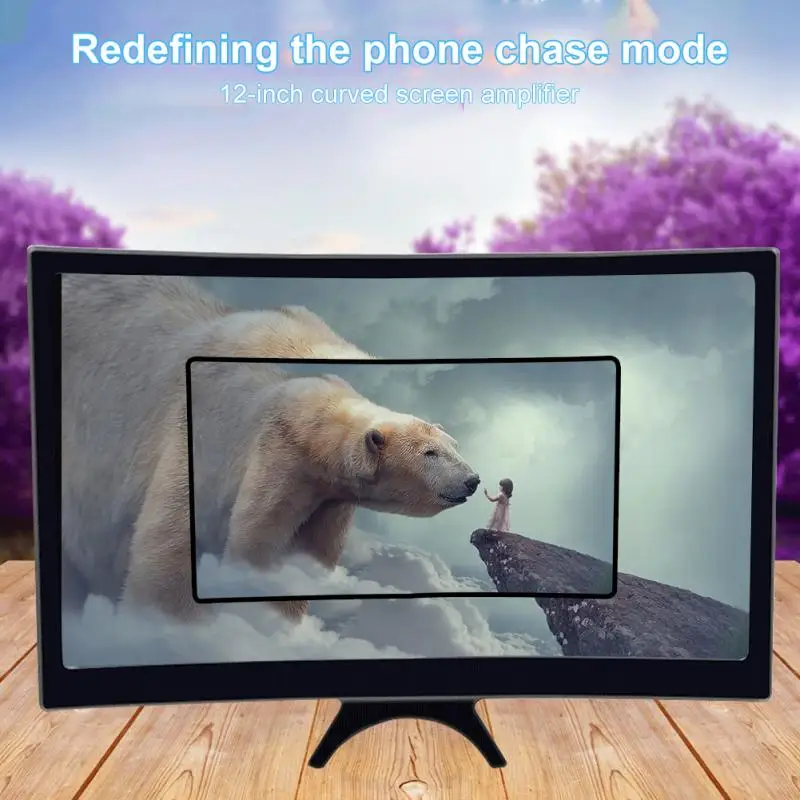 

12 inch Large Screen 3D HD Amplifier Curved Screen Mobile Phone Screen Magnifier for Huawei Xiaomi Smartphone Stand Enlarge