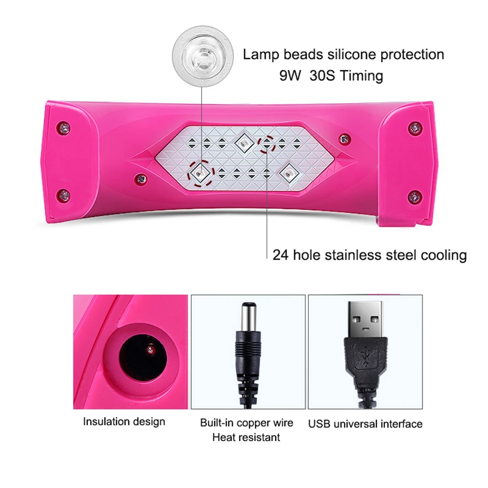 Новинка светодиодный мини-лампа USB 9 Вт для сушки ногтей форма радуги лампа