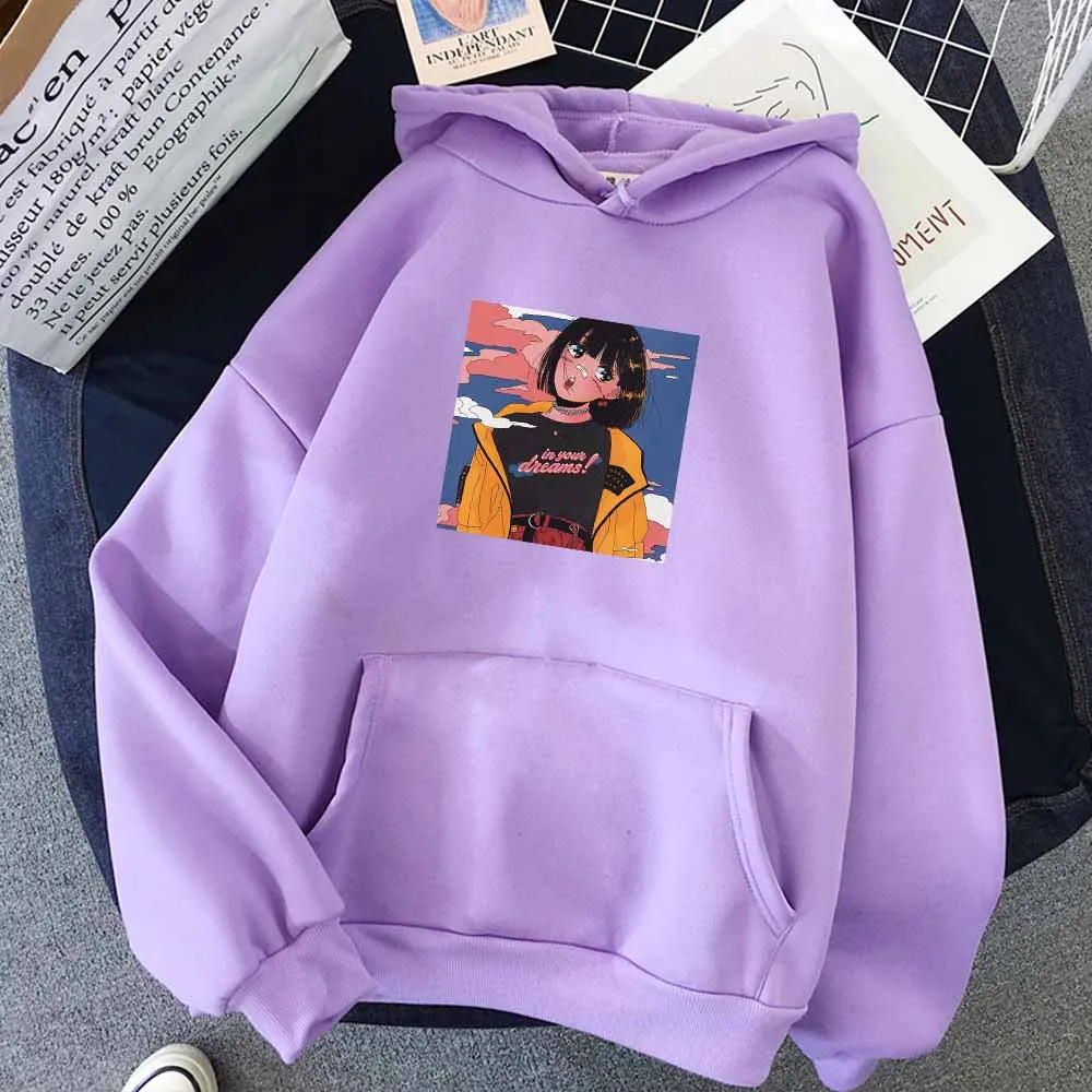 

Anime Hoodie Purple Hoodie Women Sweatshirt Pullover Top Autumn Casual Girl Printed Streetwear Warm Clothes Women Long Sleeve