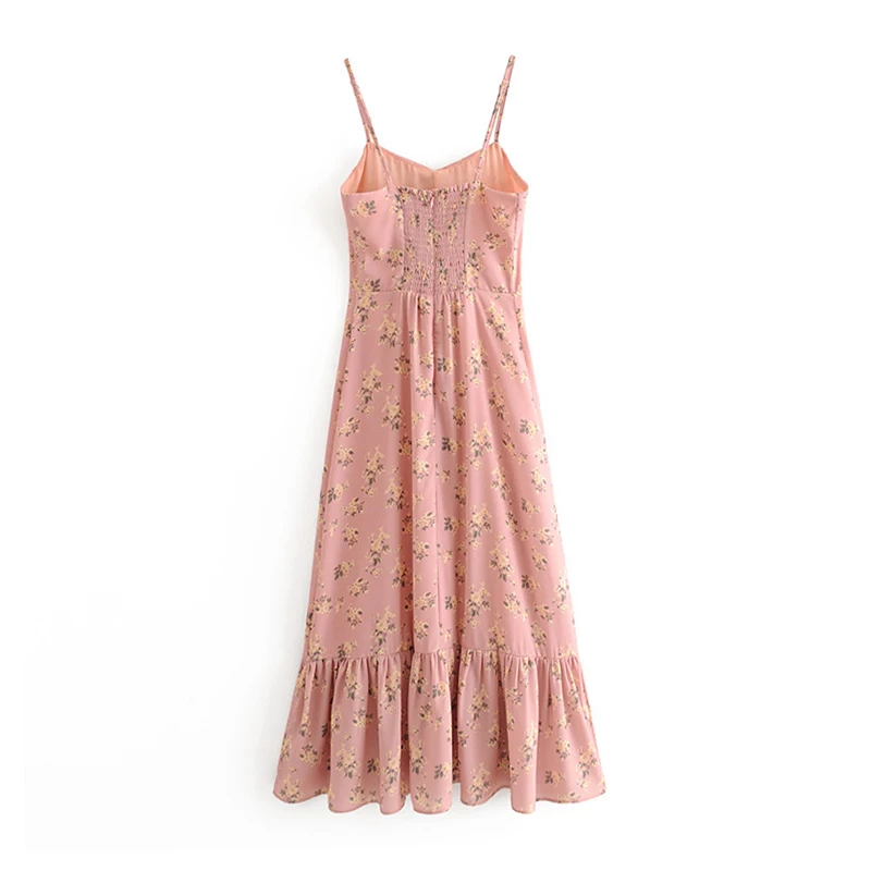 Aachoae Boho женское платье на бретельках миди с цветочным принтом без рукавов