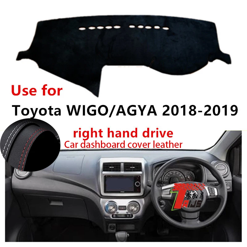 

: TAIJS Factory protective Casual Hight Quality Leather Car Dashboard Cover For TOYOTA WIGO/AGYA 2018-2019 Right hand drive