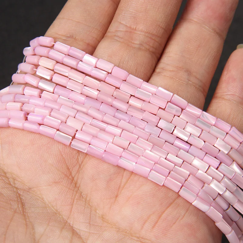 

Wholesale Round Tube Natural Shell Pearl Beads 3*5mm Small High Luster Dyed Shell Loose Spacer Beads for DIY Jewelry Making 15"