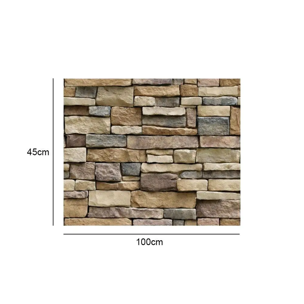 

3D Stone Brick Rock Wallpaper Self-adhesive Wall Sticker Peel & Stick Vinyl Film Art Wall Mural Decal