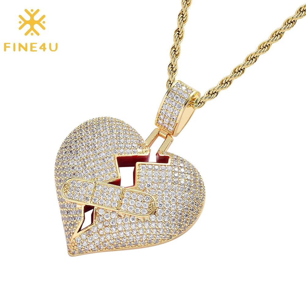 

Ожерелье FINE4U N695 с кристаллом сердцебиения кубический цирконий ожерелье с подвеской с открытым сердцем ювелирные изделия True Love Подарок на г...