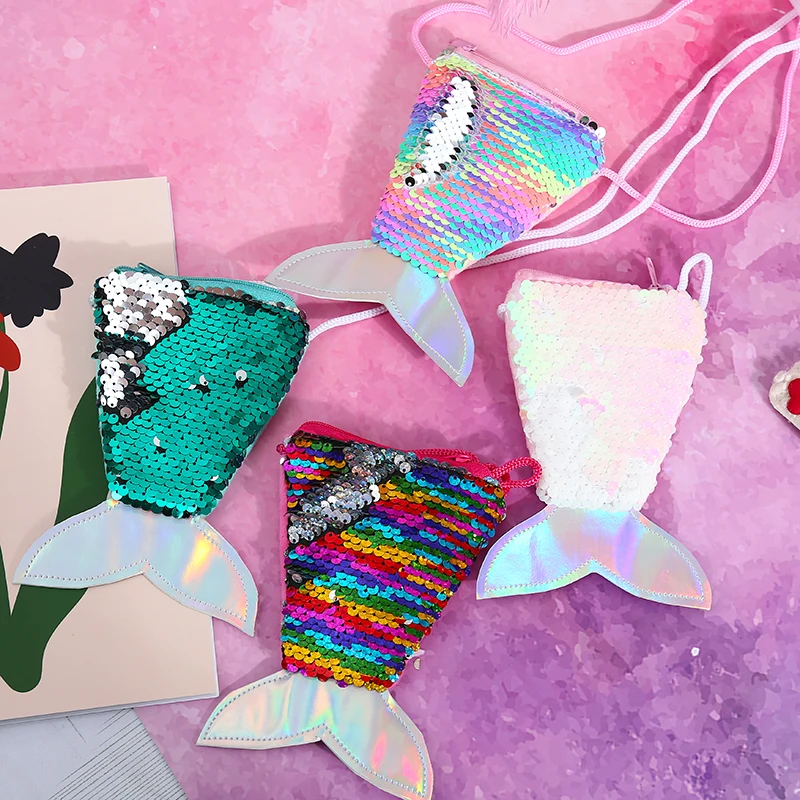 Плтье хвост русалки для детей монета сумка со стразами чехол с отделением