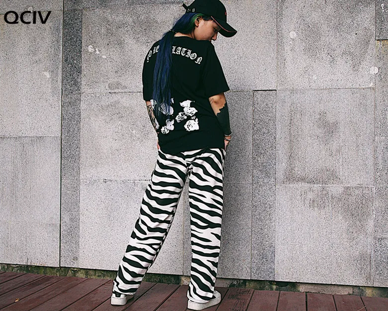 

New Zebra Animal Print Straight Pants Women Men Vintage Boyfriend Loose Casual Trousers Elastic Waist Harajuku Streetwear