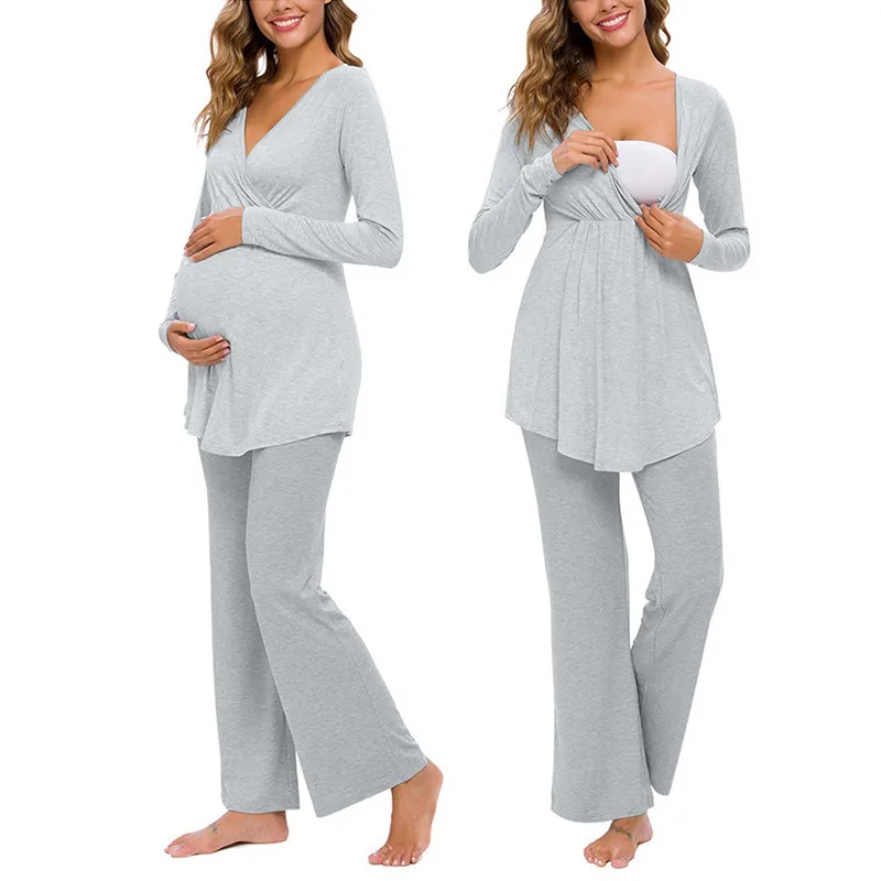 

Bear Leader Casual Clothing Sets Pijamas New Fashion Maternity Solid Pure Color Nursing Clothes Feeding Clothing Night Homewear