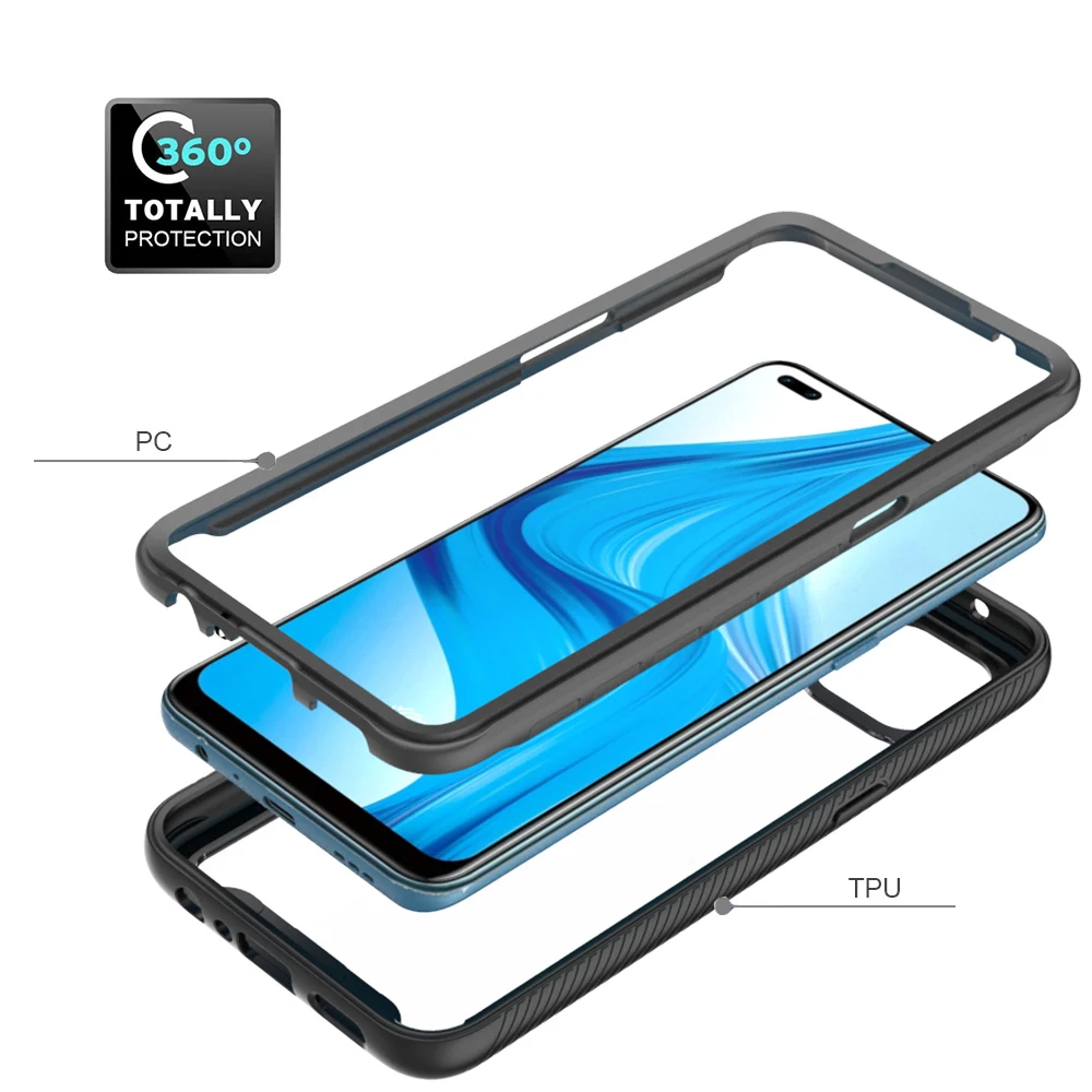 

Luxury Transparent Clear Shockproof Phone Case for OPPO A53 A73 A93 PC+TPU Shell Cover