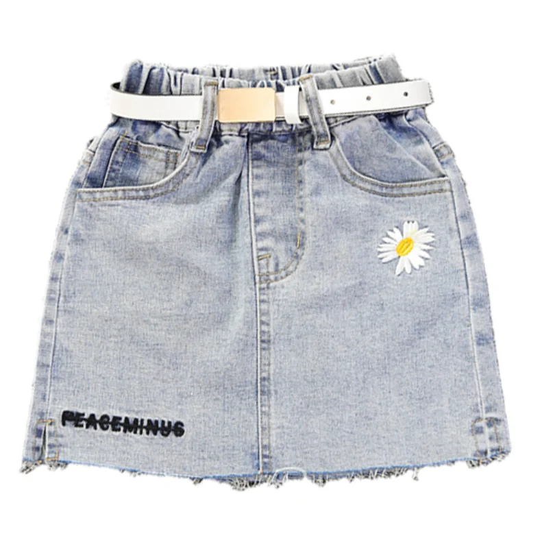 Джинсовая юбка для девочек джинсовая с вышивкой маленьких детская одежда