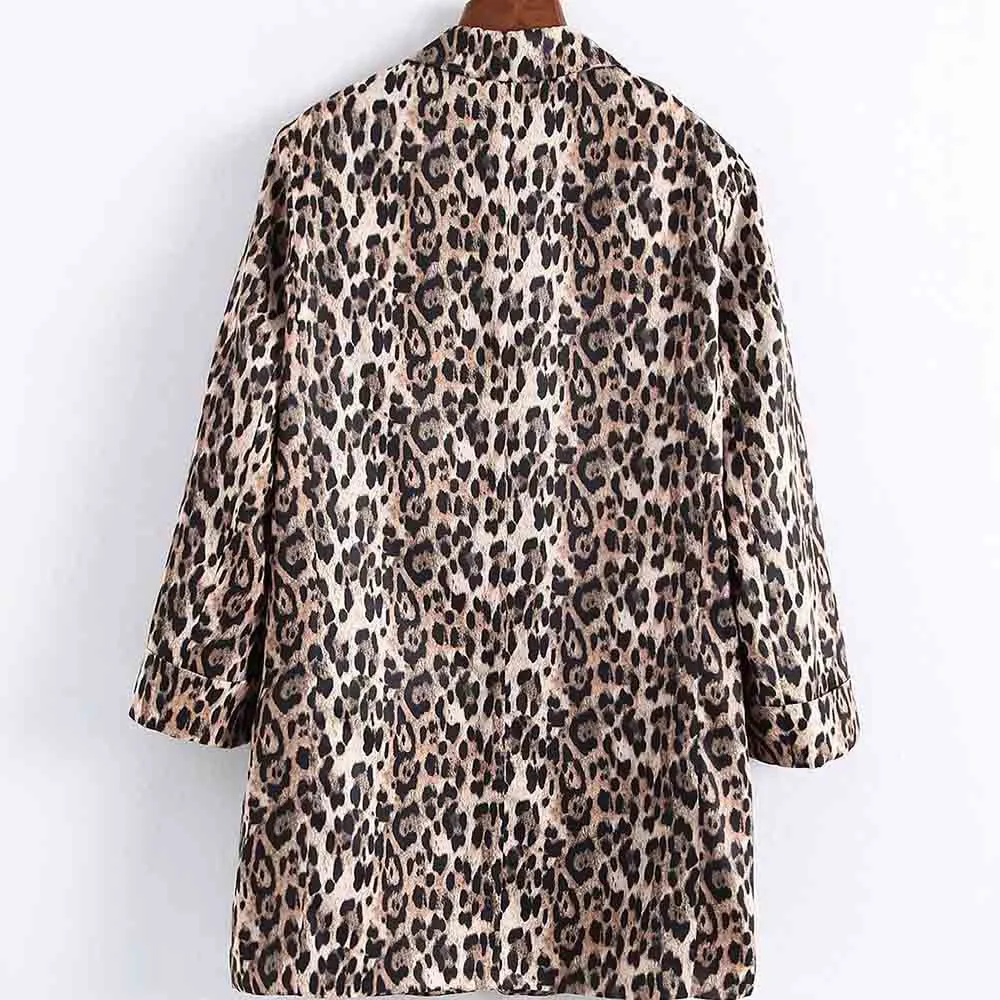 

Vogue Ladies Suit Collar Retro Cropped Sleeve Leopard Small Suit Professional women's Suit Autumn New Slim Temperament Casual