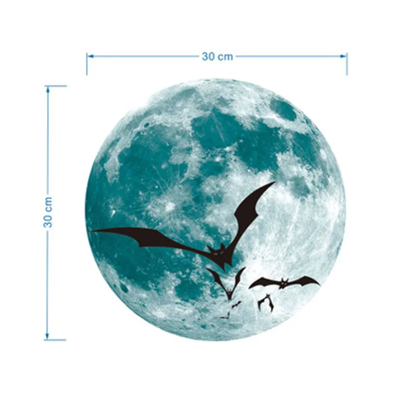 Настенные светящиеся наклейки в виде Луны Хэллоуин летучая мышь ведьма замок