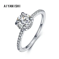 aiyanishi 925 sterling silver rings for women cute zircon round geometric 925 silver wedding ring fine jewelry minimalist gift