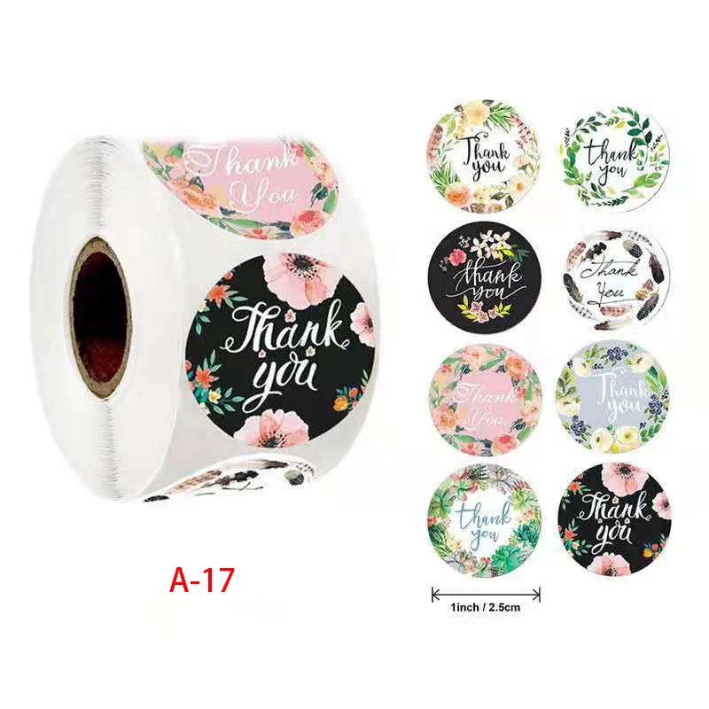 

500 sheets/roll Thank you copperplate stickers handmade cake label