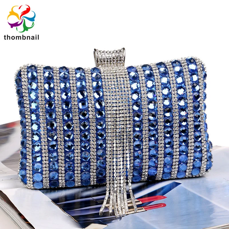 

Синяя роскошная сумка с кристаллами Женская вечерняя женская сумка-клатч Свадебный Кошелек с бриллиантами