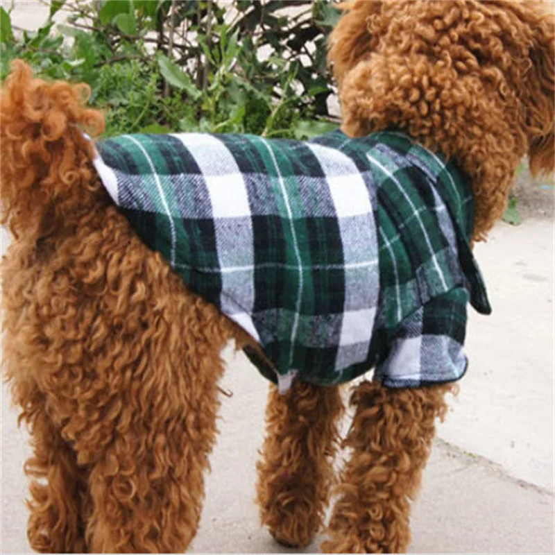 

Pet dog clothes comfortable spring/summer collection buckle plaid shirt foreign trade pet clothes teddy dog clothes